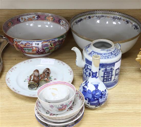 A collection of Chinese export ceramics, etc.